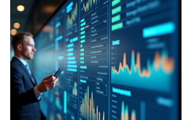 A dashboard with various charts and graphs, representing data analytics and visualization insights.